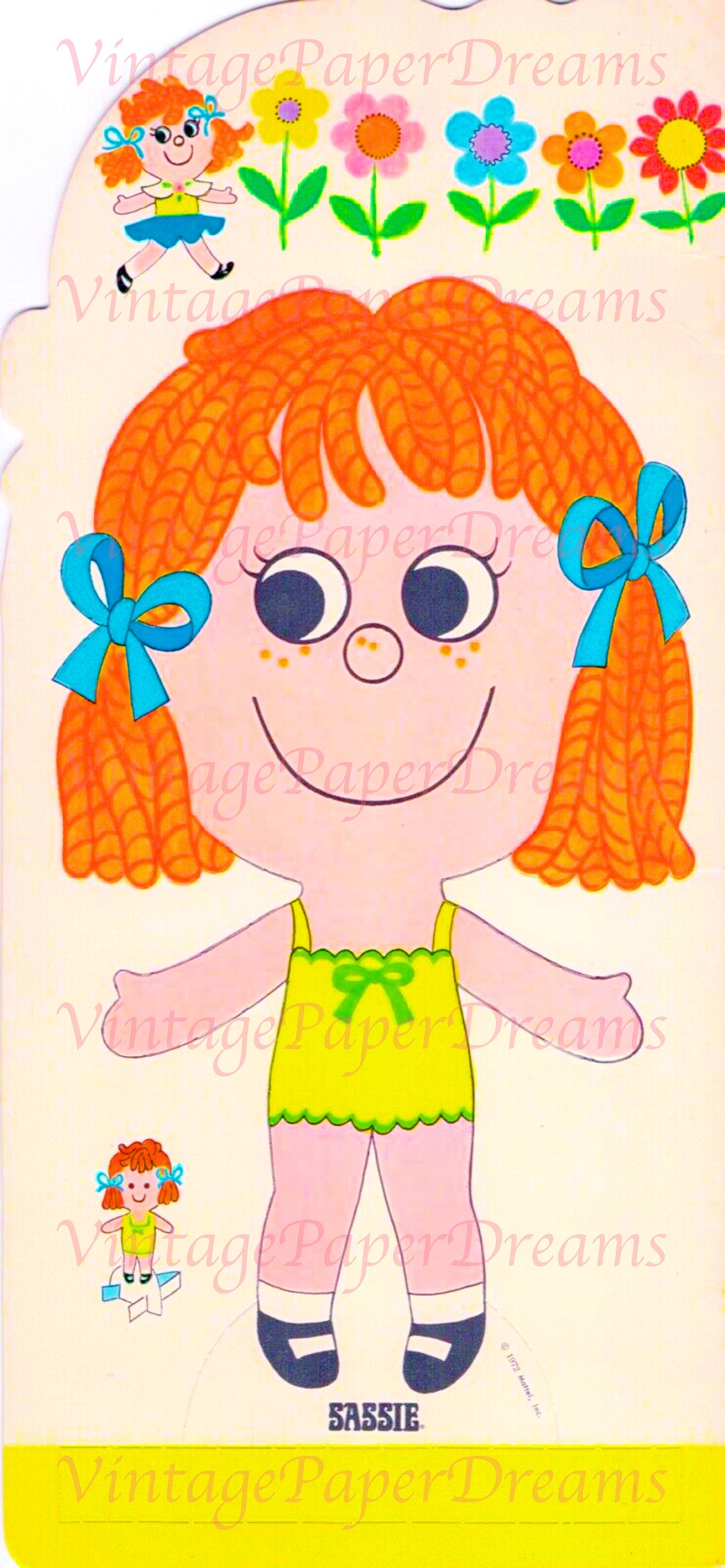 Vintage Paper Doll Printable PDF sassie Paper Doll 70s 1970s Paper Doll