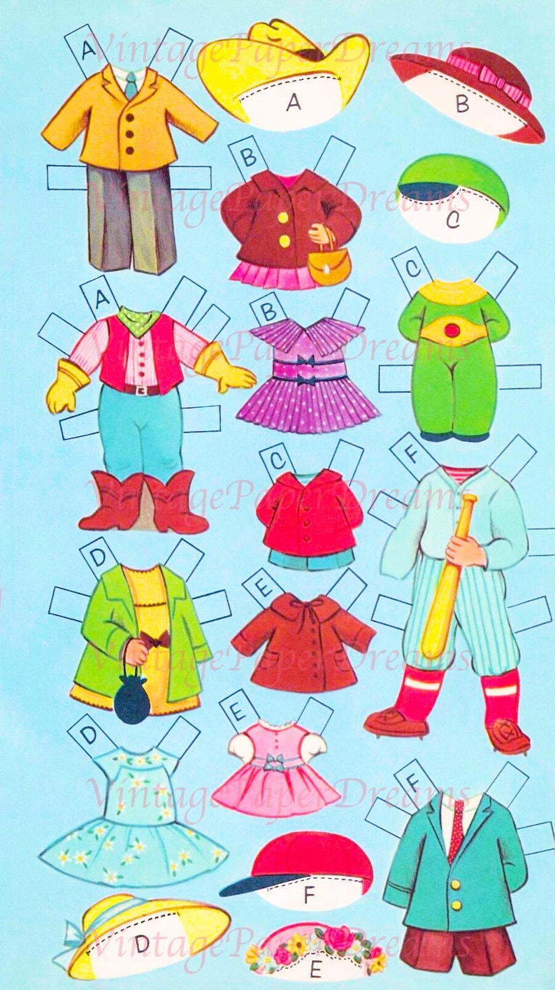 Vintage Paper Doll Printable PDF Dozen Cousins Paper Doll - Etsy