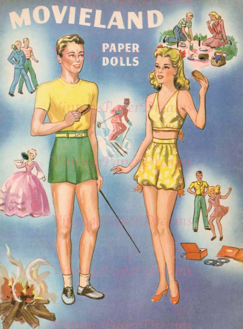 Vintage Paper Doll Printable PDF movieland Paper Dolls 40s 1940s Paper ...