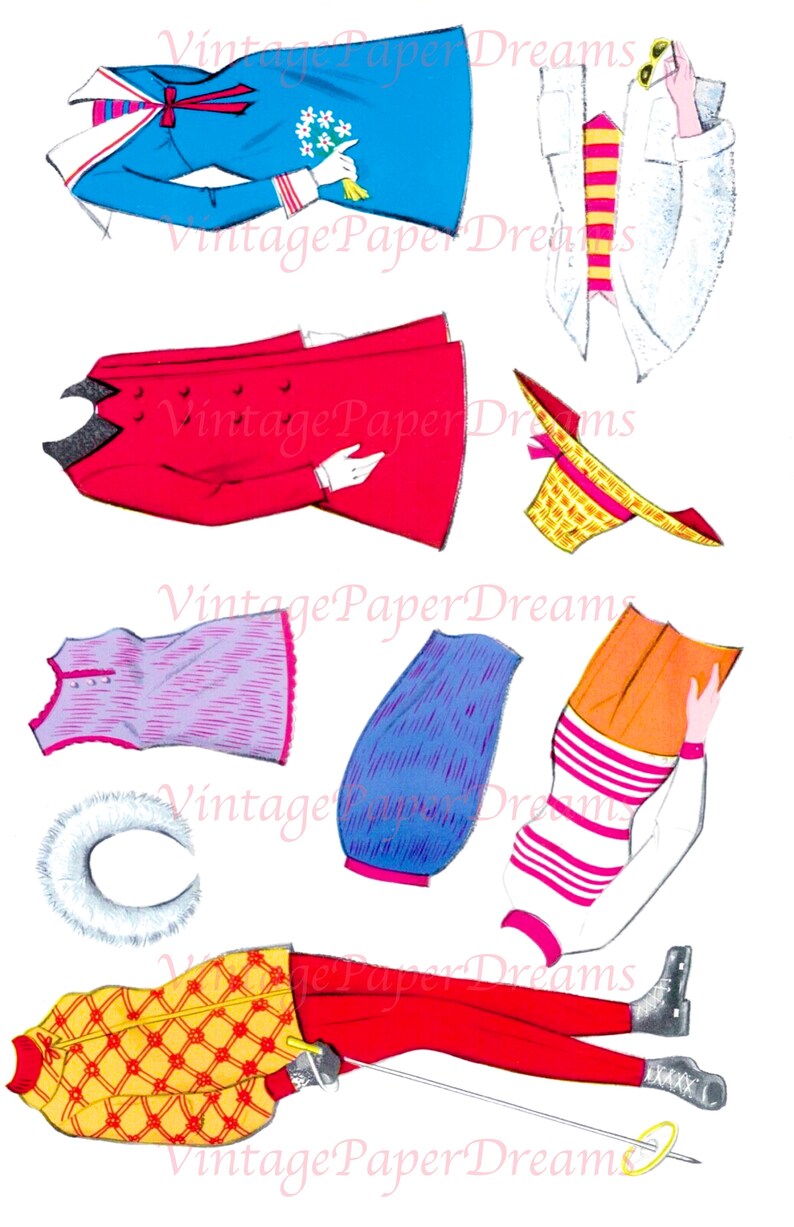 Vintage Paper Doll Printable PDF gidget Paper Doll 60s 1960s Paper Doll