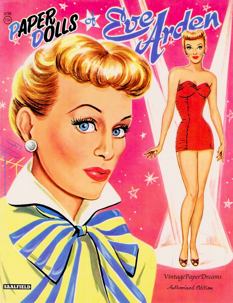 Vintage Paper Doll Printable PDF eve Arden Paper Doll 40s 1940s Paper