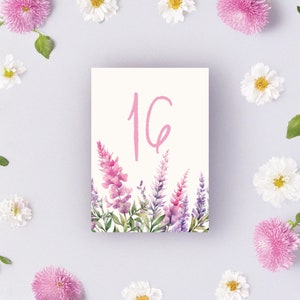 16 Floral Table Numbers - Wildflower Table Numbers - Floral Wedding Table Numbers - Floral Party Decor - Digital Download