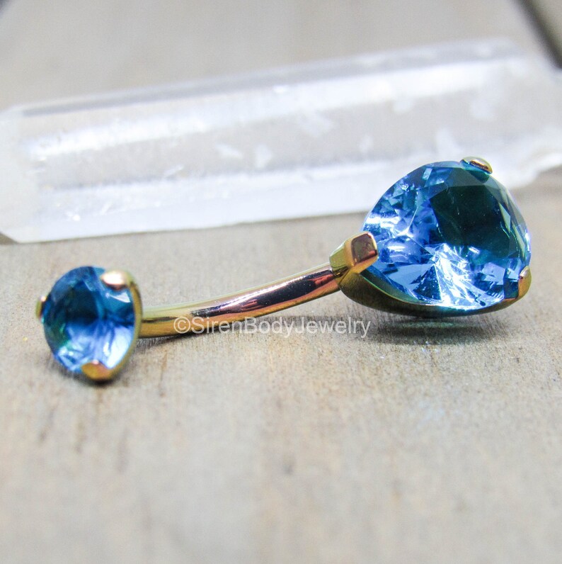 Titanium teardrop belly button ring 14g internally threaded hypoallergenic body jewelry curved barbell pick your color
