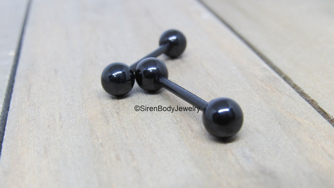 Nipple piercing retainer 14g black Bio flex flexible barbells Etsy