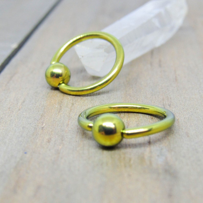 Titanium captive bead rings 14g nipple piercing hoops hypoallergenic 12 diameter pair anodized pick your color