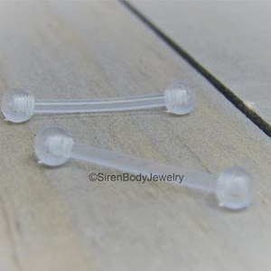 8G/10G/12G/14G/16G Bioplast Clear Flat Tongue Nipple Ring Flexible