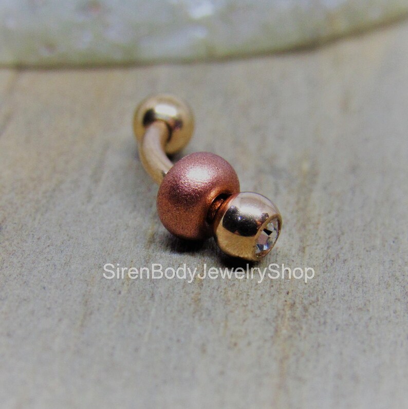 16G 5//16/" Steel Curved Eyebrow Ring Barbell Prong set 3mm Crystal balls