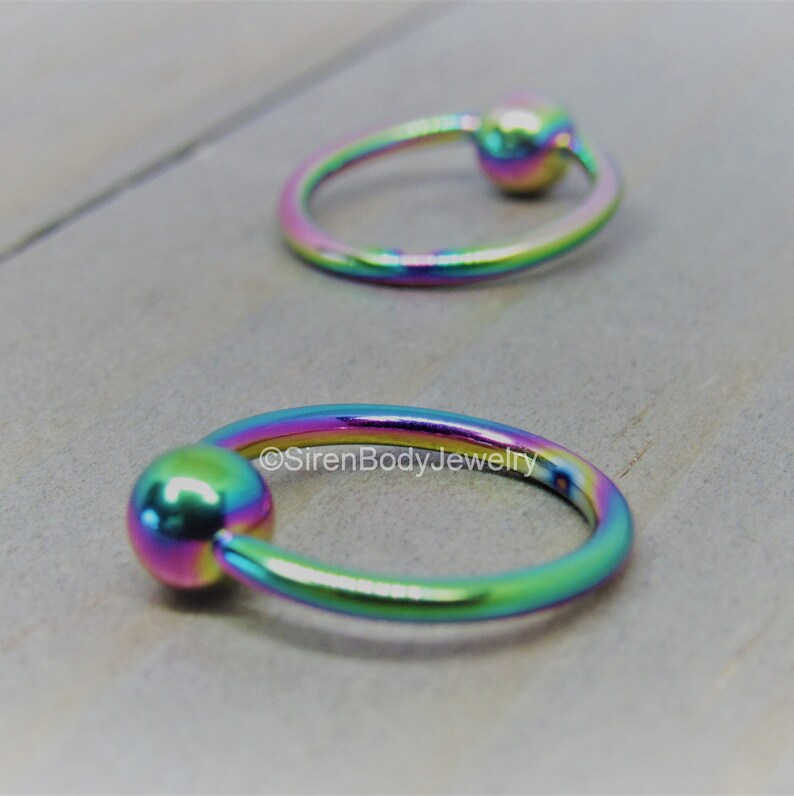 Rainbow nipple piercing hoops 14g 1/2 color changing Etsy