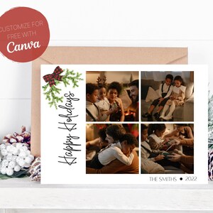 Christmas Card Digital Template, Holiday Card Digital Template, Family Christmas Card Template