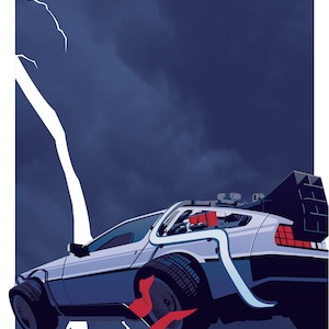 Back to the Future II Delorean print