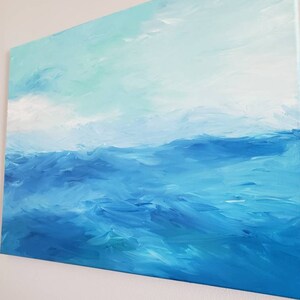 Ocean Painting Canvas Acrylic Blue Ocean Abstract Art Sea Sailing Water ...