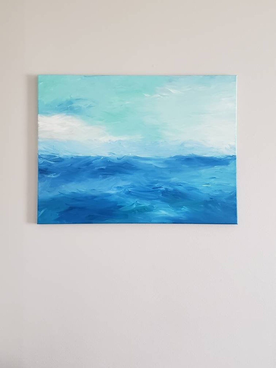 Ocean Painting Canvas Acrylic Blue Ocean Abstract Art Sea Sailing Water ...