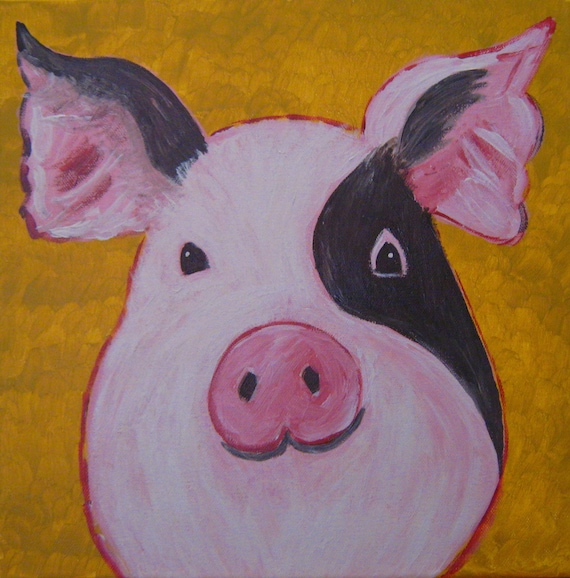 Pig Painting On Canvas