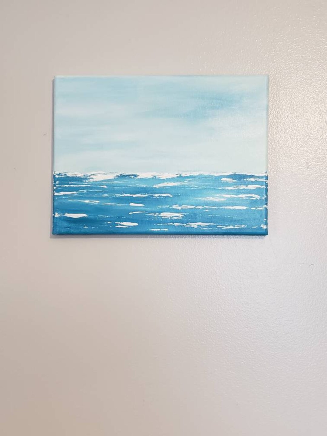Ocean Painting Canvas Acrylic Blue Ocean Abstract Art Sea Sailing 9x12 ...