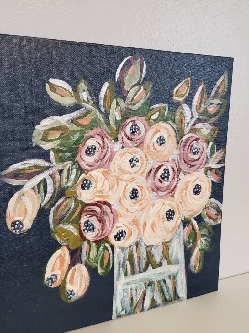 Abstract Floral Painting Original Vase of Flowers Roses Etsy