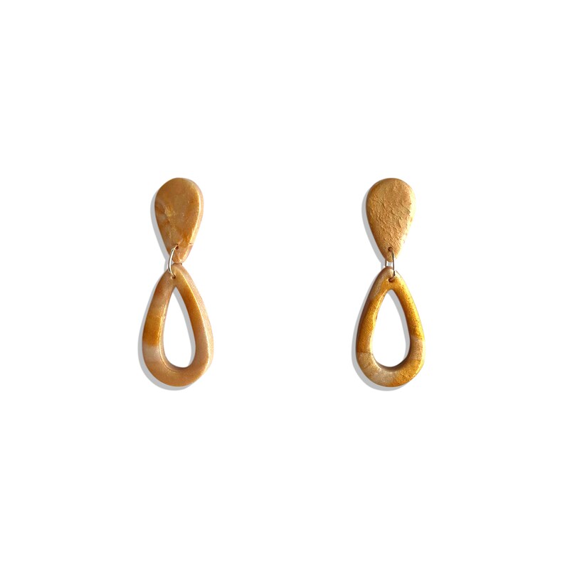 polymer clay earrings gift for women vintage vintage Gold Tear earrings handcrafted jewelry long earrings ceramic earrings