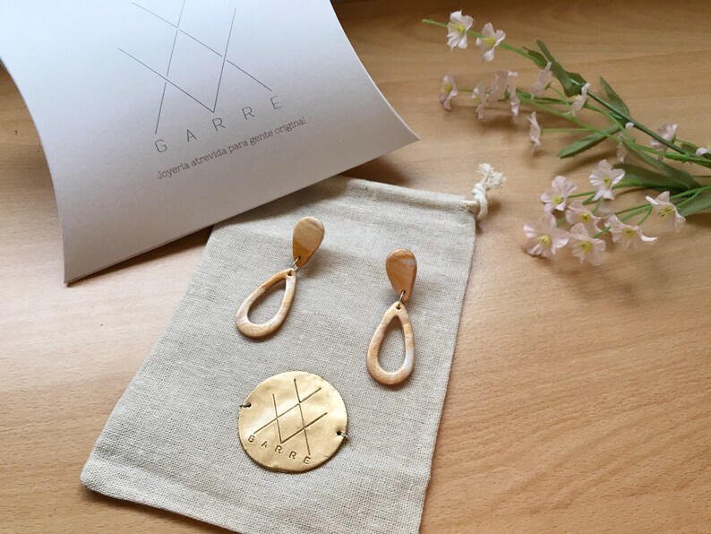 polymer clay earrings gift for women vintage vintage Gold Tear earrings handcrafted jewelry long earrings ceramic earrings