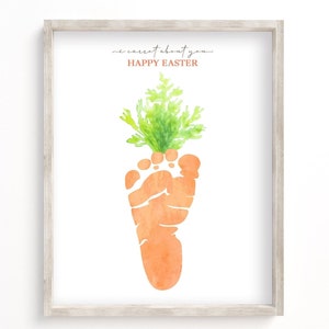 Oster-Bastelvorlage, DIY Karotten-Fußabdruck, Vorschulhandwerk für Kinder, Erinnerungs-Andenken, personalisiertes Ostergeschenk