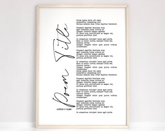 Custom Poem Art Print: Personalized Typewriter Typography (Digital File)