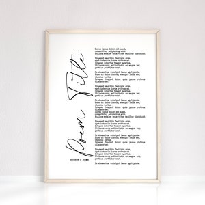 Custom Poem Art, Printable Poetry, Personalized Poem Poster, Housewarming Gift, Black and White Poem Print