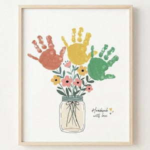 Bouquet de fleurs empreinte de main | Souvenir de la fête des mères