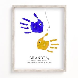 Grandpa Handprint Art: Father&#39;s Day Gift, &#39;Real Catch&#39; Keepsake (Digital Download)