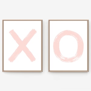 Blush Pink XO Nursery Art Prints: Hugs and Kisses (Digital Download)