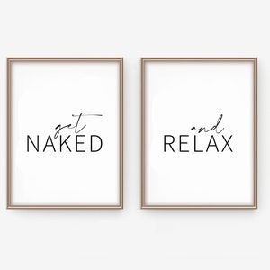 Stampe artistiche divertenti per il bagno, cartello minimalista nudo e rilassato (stampabile)