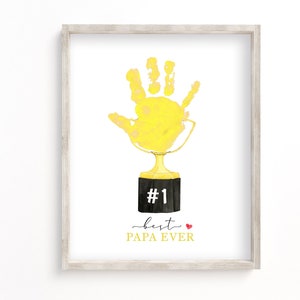Trophée d'empreinte de main pour papa | Créations artistiques d'empreintes de main de grand-père no 1 | Cadeau DIY pour la fête des pères | Petit-enfant souvenir imprimable | Bricolage souvenir pour papa
