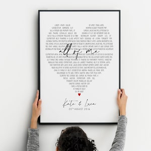 Song Lyrics Wall Art, Custom Heart Shaped First Dance, Personalized One Year Anniversary Gift, Wedding Gift Printable, Valentine's Day Gift