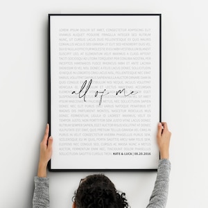 Song Poster, Song Lyrics Wandkunst, Custom First Dance für Jubiläumsgeschenk, personalisiert ein Jahr Jubiläum, Hochzeitsgeschenk printable