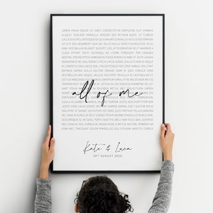 Song Lyrics Wall Art, Custom Printable Song, Personalized Anniversary Gift, First Dance Wedding Song, Custom Music Poster image 1