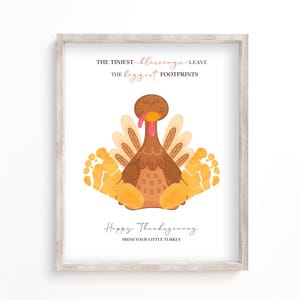 Feliz Día de Acción de Gracias de parte de tu pequeño pavo: manualidad con huella de pavo: regalo de recuerdo para bebés y niños pequeños: tarjeta imprimible especial de otoño