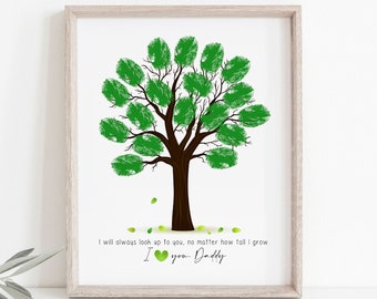 No Matter How Tall, DIY Fathers Day Gift, Fingerprint Tree Art, Keepsake for Kids, Memory Craft for Dad, Birthday Gift for Daddy