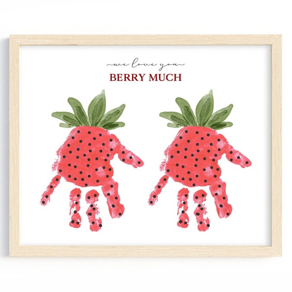 We Love You BERRY Much Handprint Art, Preschool Mother's Day Craft for Kids, Printable Handprint Keepsake, Siblings DIY Handprint Art