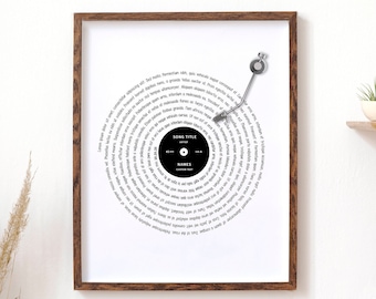 Personalized Song Lyrics Vinyl Record Art, Custom Anniversary Gift, Our First Dance Lyrics Poster, Gift for Parents