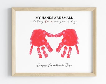 Happy Valentines Day Handprint Art, Preschool Valentine Day Craft for Kids, Printable Handprint Keepsake, DIY Handprint Art