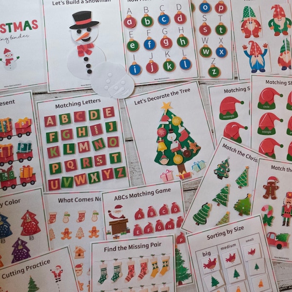 Christmas Activity Mega Bundle: Printable Holiday Learning Fun for Toddlers Ages 2-4 - ABCs, Shapes, Colors, Santa Dress-Up & More