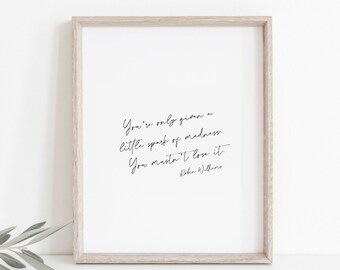 Inspirational Quote Print: Black and White Handwritten Art (Digital Download)
