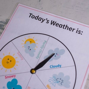 Weather Wheel for Kids, Busy Book Printable, Circle Time Learning Tool, Educational Activity, Busy Binder for Toddlers