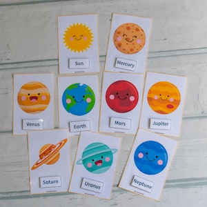 Zonnestelselkaarten, educatief spel voor thuisonderwijs, leeractiviteit, drukke map voor kinderen, voorschools leerplan