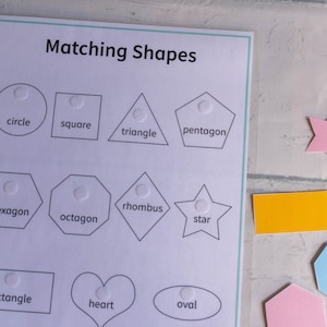 Educational Activity, Shapes Worksheet, Homeschool Printable, Busy Binder for Kids, Montessori Learning