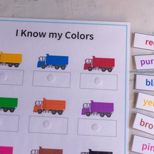 Activité éducative, jeu de correspondance des couleurs, imprimable à la maison, classeur occupé pour les enfants, apprentissage Montessori