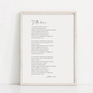 Arte de poema personalizada, poesia para impressão, pôster de poema personalizado, presente de inauguração, qualquer texto, música ou citação personalizada