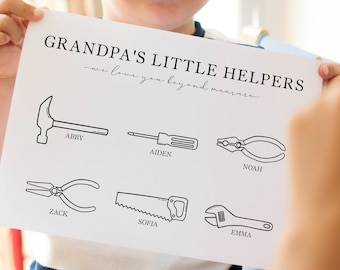 Grandpa's Little Helpers, Personalized Tools Gift, Father's Day Gift for Dad or Papa, Custom Handyman Birthday Gift from Grandkids