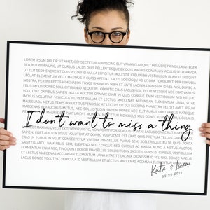 Song Poster, Songtexte Wandkunst, benutzerdefinierter erster Tanz für Jahrestagsgeschenk, personalisiertes 1-jähriges Jubiläum, Hochzeitsgeschenk zum Ausdrucken