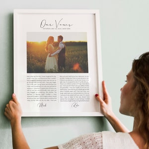 Vœux avec photo de mariage, vœux de mariage personnalisés, cadeau d’anniversaire personnalisé d’un an, cadeau de mariage imprimable