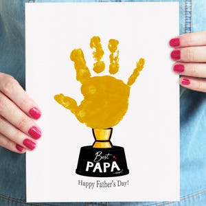 Father's Day Handprint Craft | Best Papa & Grandpa Trophy | DIY Father's Day Gift from Kids | Printable Keepsake Gift for Grandpa