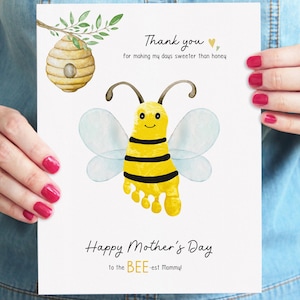 Moederdag voetafdruk bijenknut | Bedankt dat je mijn dagen leuker hebt gemaakt | DIY-aandenken voor mama | Afdrukbaar Moederdagcadeau van Kind