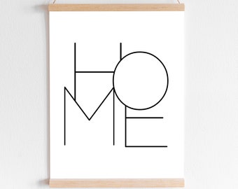 Home Sign Wall Art, Minimalist Black and White Home Print for a Modern Home Decor